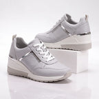 Women's Cushioned Platform Sneakers – Perforated Lace-Up Casual Sneakers