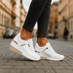 Women's Cushioned Platform Sneakers – Perforated Lace-Up Casual Sneakers