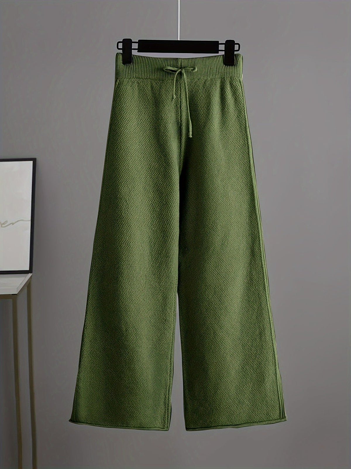 Women's Ribbed Knit Sweater and Wide-Leg Pants Set – Two-Piece Lounge Outfit