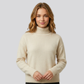 Willa | Women Merino Wool Blend Fuzzy Oversized Turtleneck Sweater