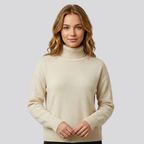 Willa | Women Merino Wool Blend Fuzzy Oversized Turtleneck Sweater