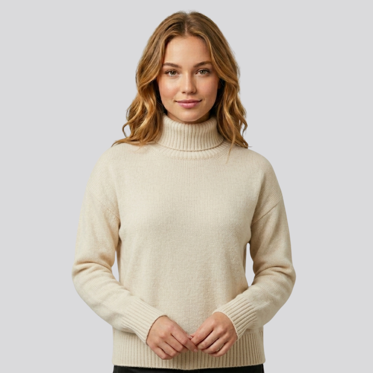 Willa | Women Merino Wool Blend Fuzzy Oversized Turtleneck Sweater
