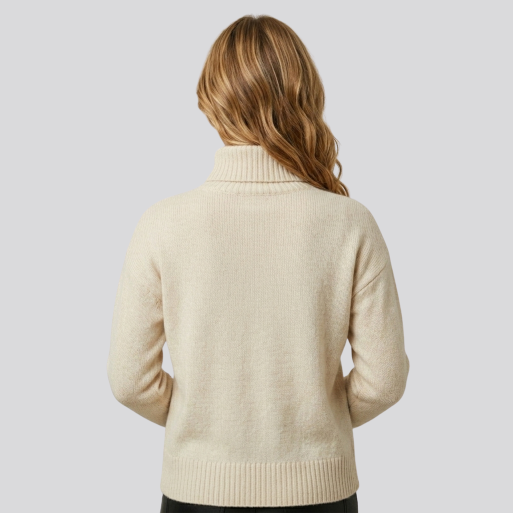 Willa | Women Merino Wool Blend Fuzzy Oversized Turtleneck Sweater