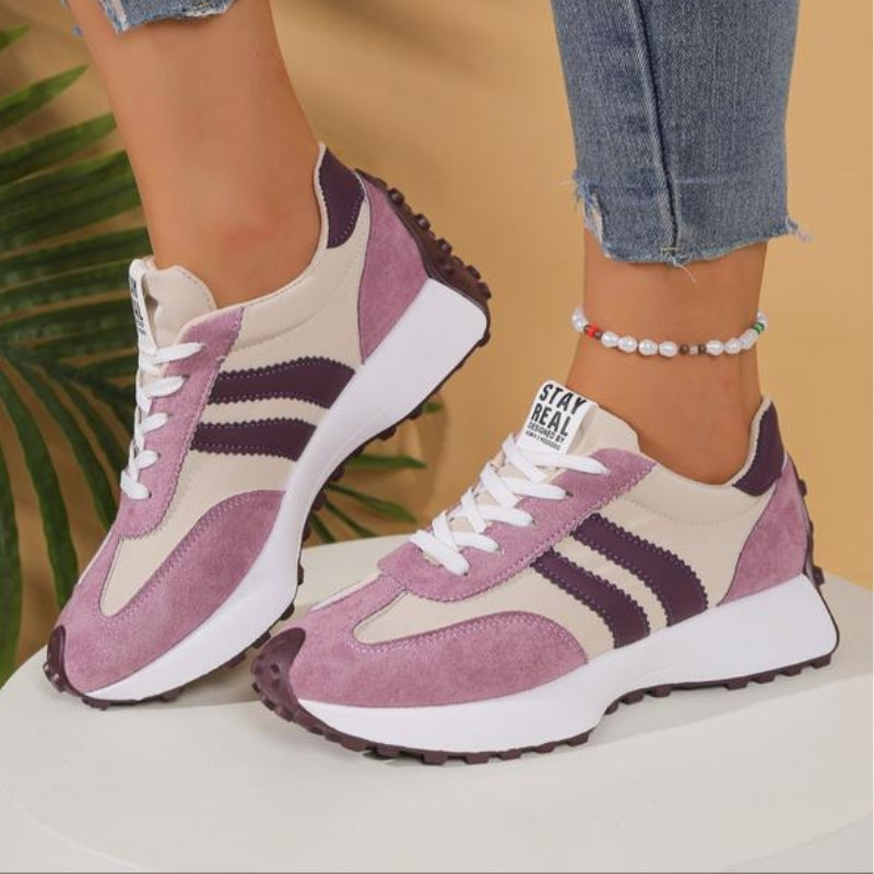 Women's Retro Platform Sneakers – Chunky Gum Sole Lace-Up Trainers