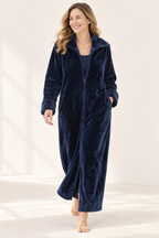 Gwen | Women Long Zip Front Flannel Fleece Robe