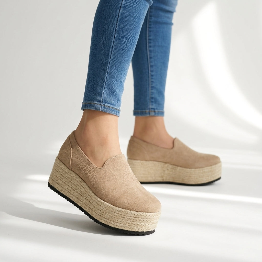 Orthopedic Platforms – Women's Slip-On Flatform Shoes with Cushioned Arch Support