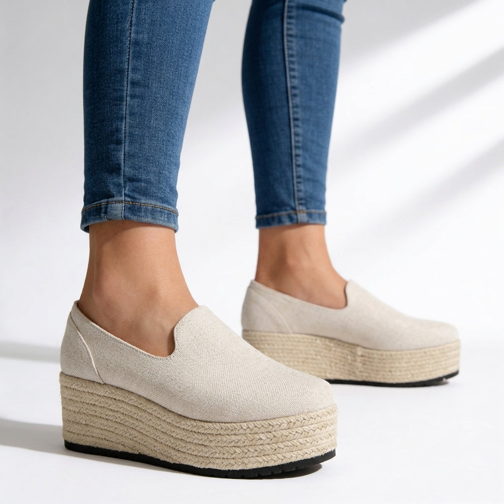 Orthopedic Platforms – Women's Slip-On Flatform Shoes with Cushioned Arch Support