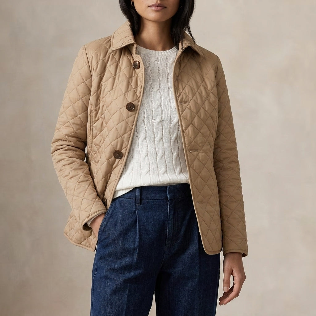 Women's Quilted Button-Up Jacket – Relaxed Fit Lightweight Fall Jacket