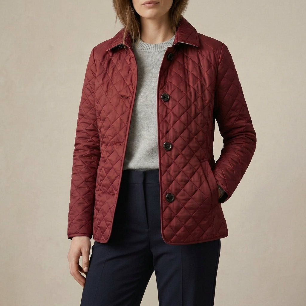 Women's Quilted Button-Up Jacket – Relaxed Fit Lightweight Fall Jacket