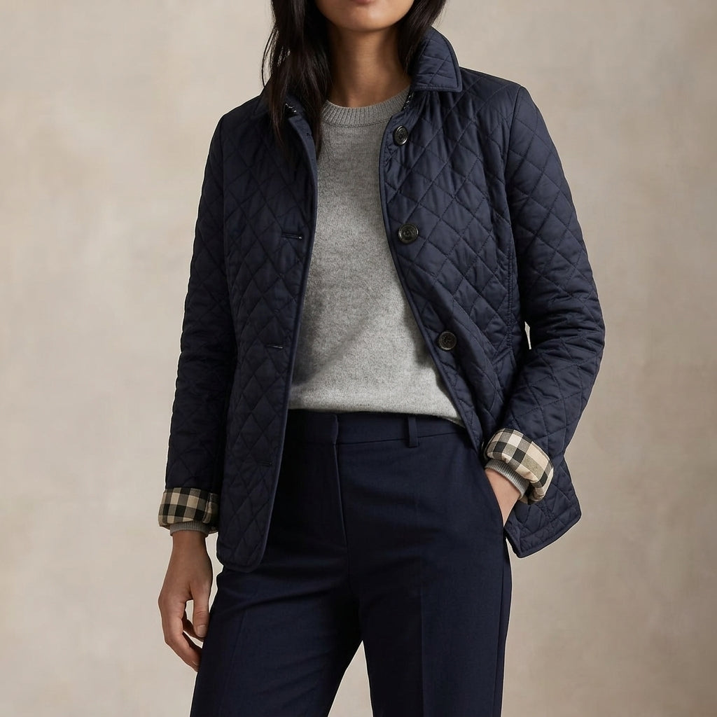 Women's Quilted Button-Up Jacket – Relaxed Fit Lightweight Fall Jacket