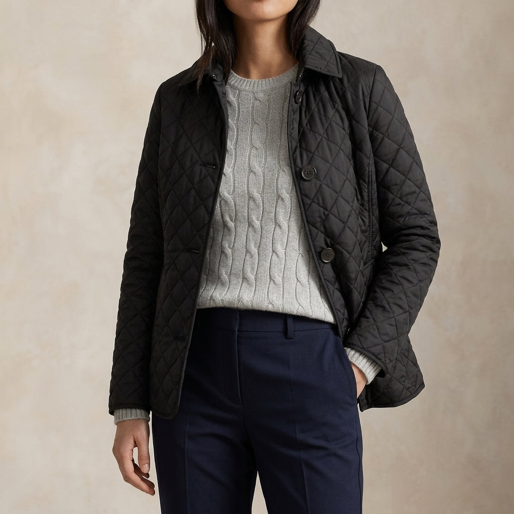 Women's Quilted Button-Up Jacket – Relaxed Fit Lightweight Fall Jacket