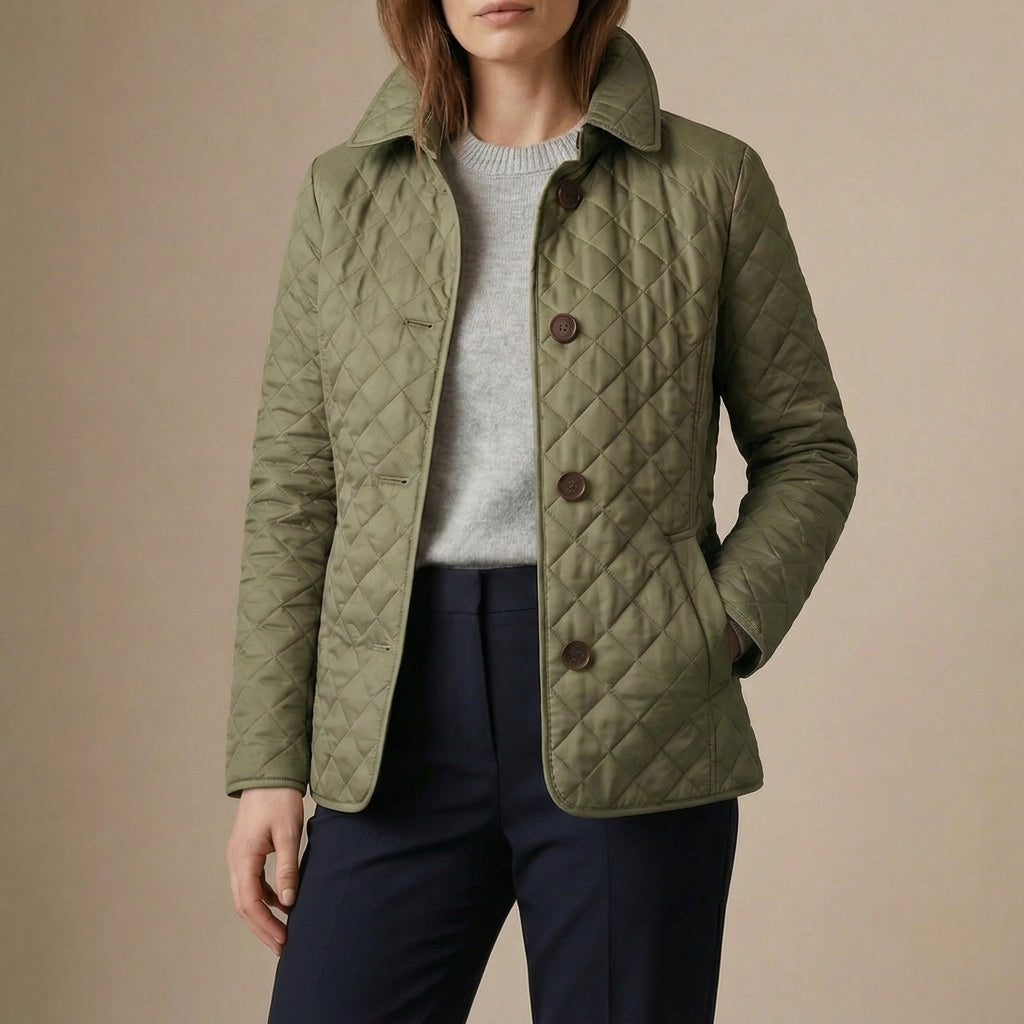 Women's Quilted Button-Up Jacket – Relaxed Fit Lightweight Fall Jacket