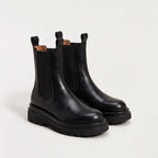 Chelsea Boots Women – Chunky Platform Lug Sole Leather Ankle Footwear