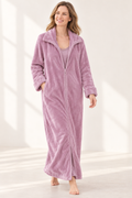 Gwen | Women Long Zip Front Flannel Fleece Robe