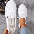 Women's Slip-On Lace-Detail Sneakers – Low Profile Comfort Walking Shoes