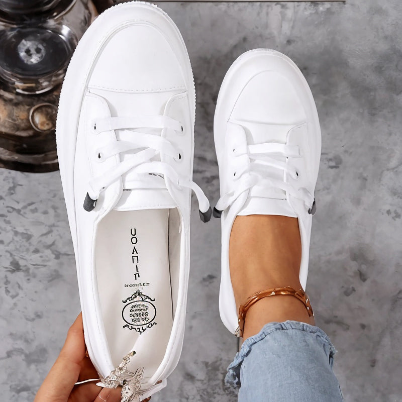 Women's Slip-On Lace-Detail Sneakers – Low Profile Comfort Walking Shoes
