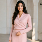 Women's Wrap Collar Knit Sweater – Soft Relaxed Long Sleeve Pullover