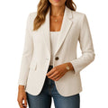 Women's Stretch Blazer – Notched Lapel Single Button Work Jacket