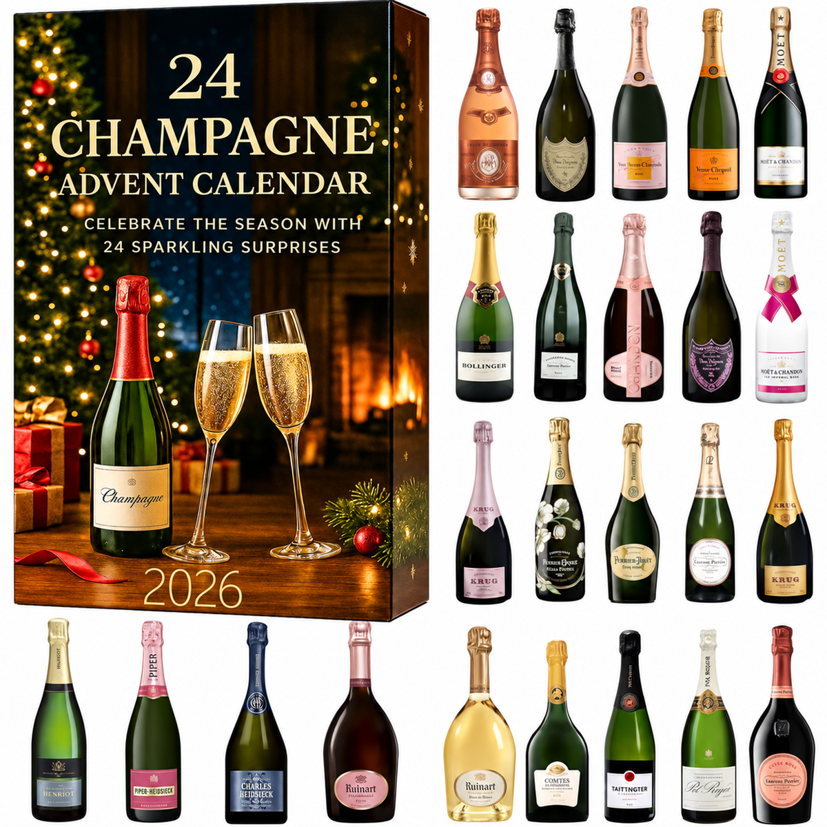 Celia | 24 Day Champagne Bottle Ornament Advent Calendar
