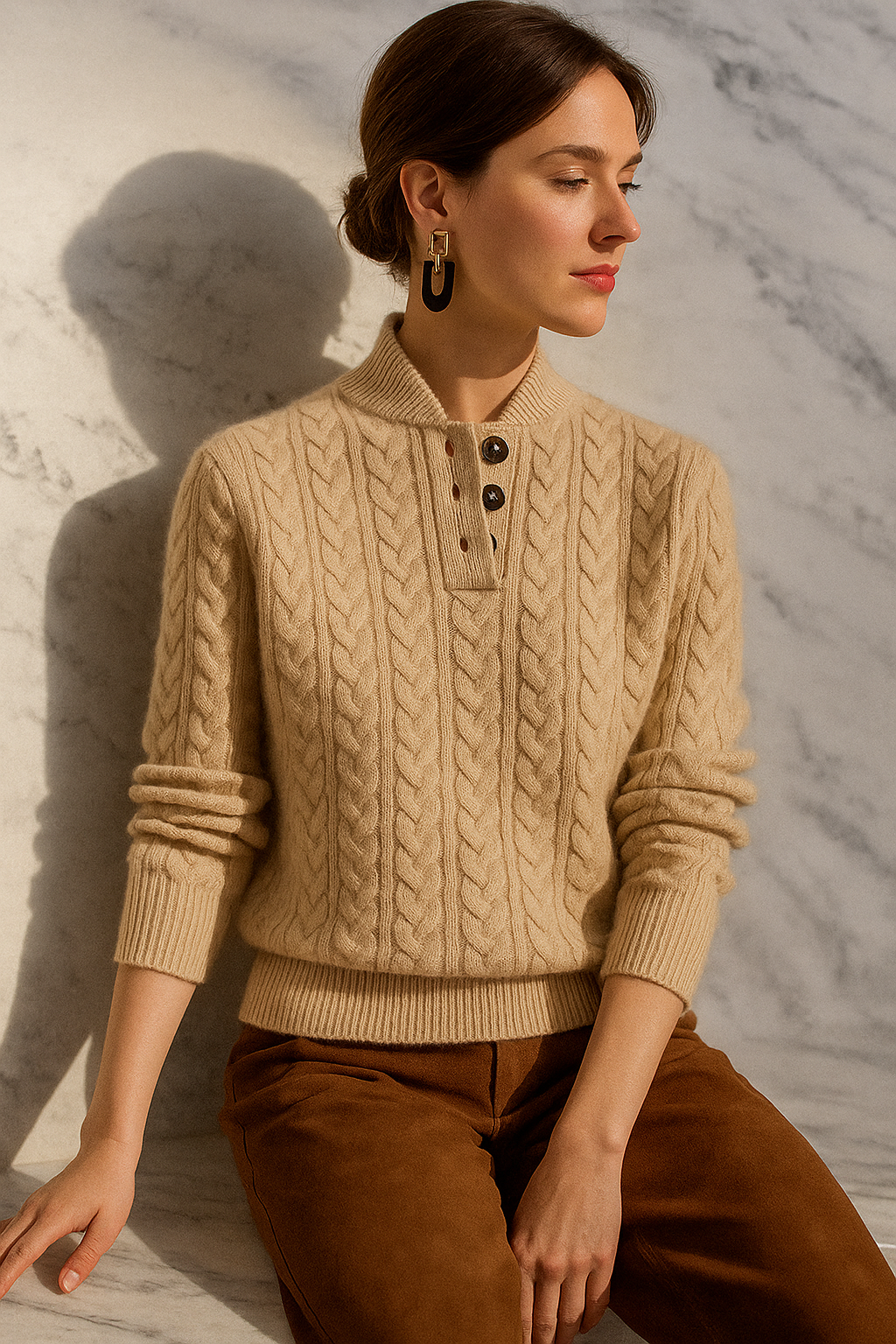 Women's Button-Up Cashmere Sweater