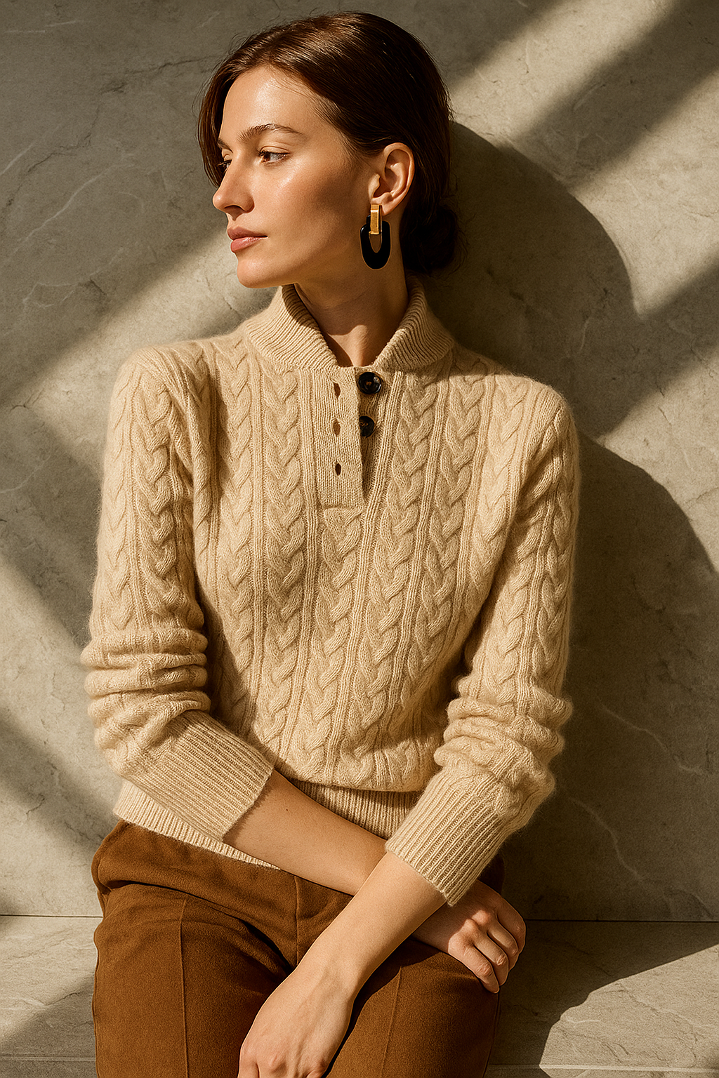 Women's Button-Up Cashmere Sweater