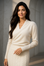 Women's Wrap Collar Knit Sweater – Soft Relaxed Long Sleeve Pullover