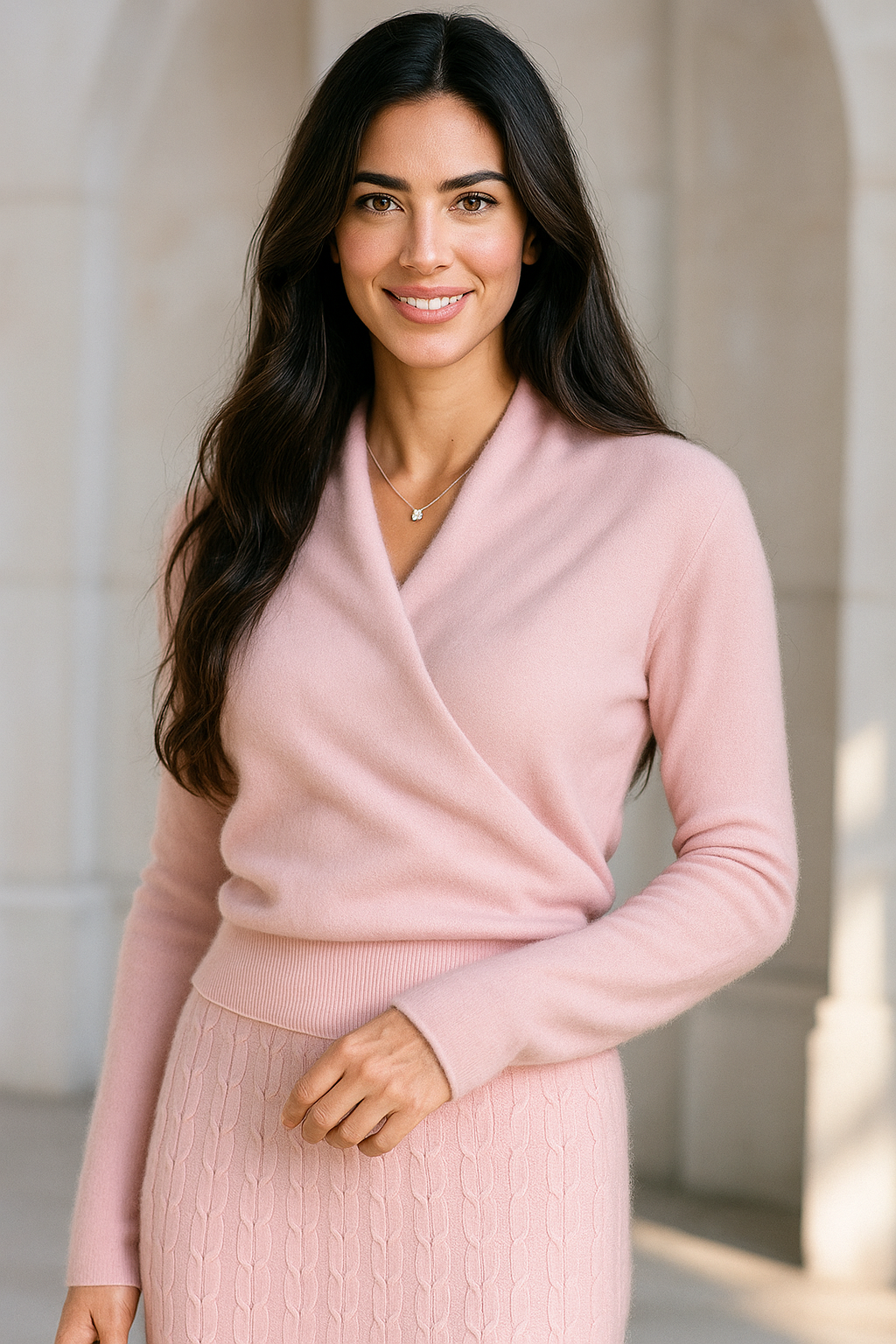 Women's Wrap Collar Knit Sweater – Soft Relaxed Long Sleeve Pullover