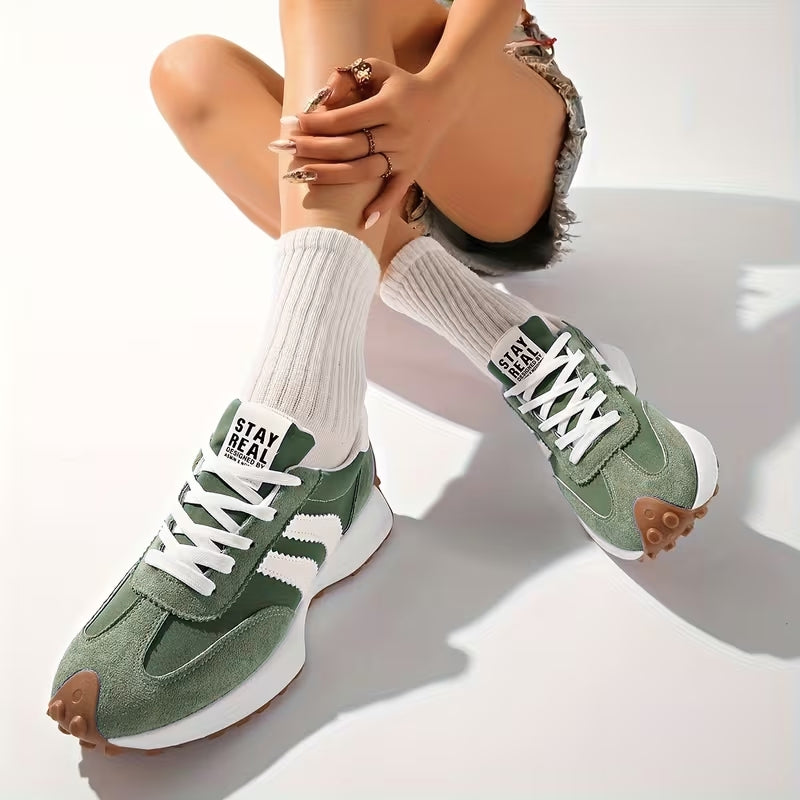 Women's Retro Platform Sneakers – Chunky Gum Sole Lace-Up Trainers