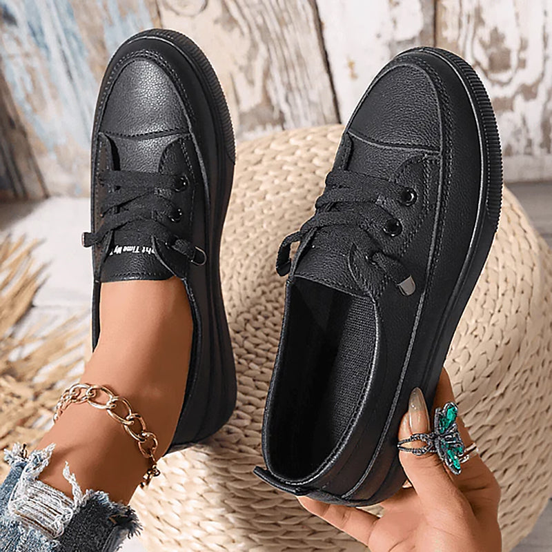 Women's Slip-On Lace-Detail Sneakers – Low Profile Comfort Walking Shoes