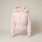 Short Hooded Puffer Jacket – Womens Cropped Winter Parka with Plush Hood