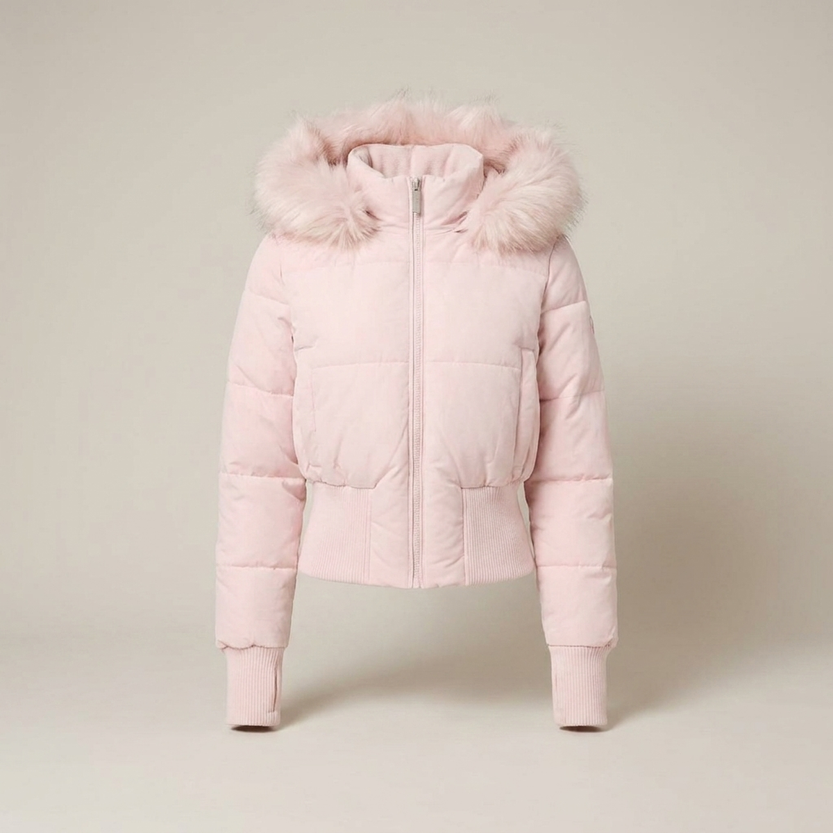 Short Hooded Puffer Jacket – Womens Cropped Winter Parka with Plush Hood