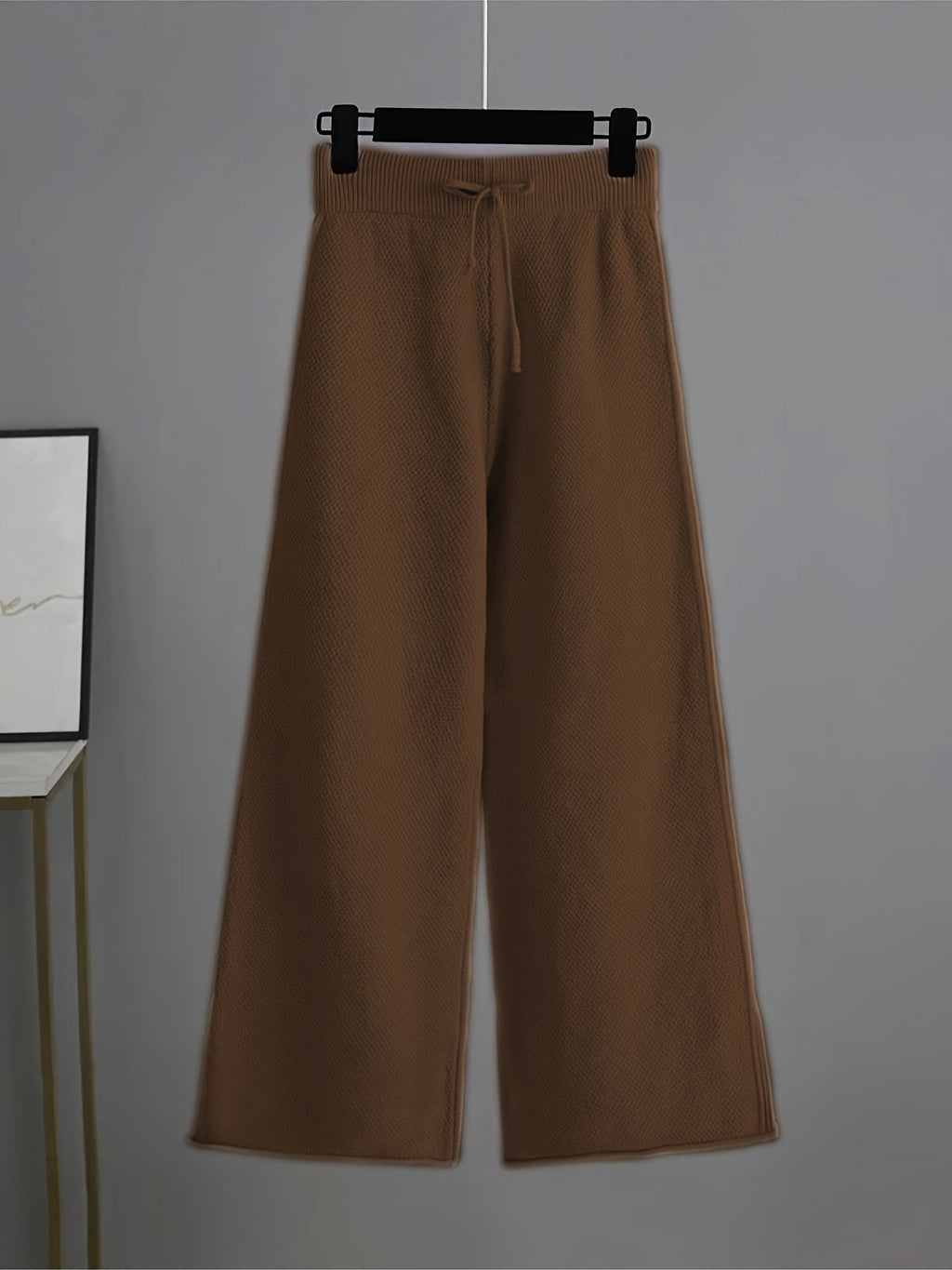 Women's Ribbed Knit Sweater and Wide-Leg Pants Set – Two-Piece Lounge Outfit