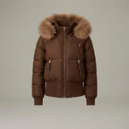 Short Hooded Puffer Jacket – Womens Cropped Winter Parka with Plush Hood