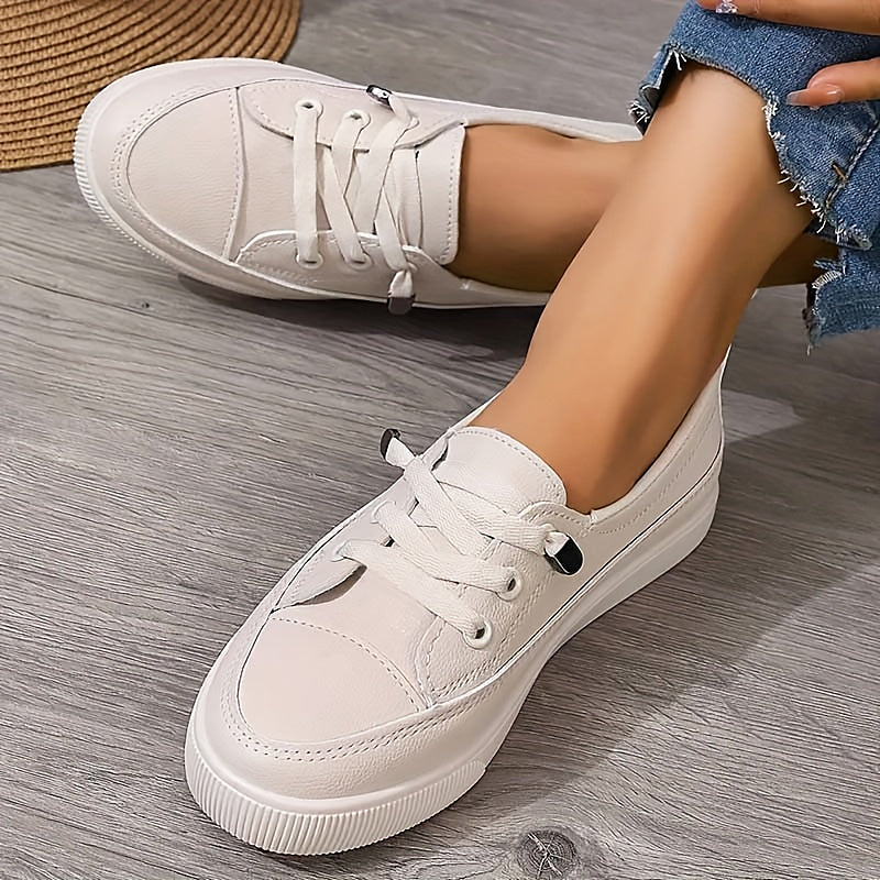 Women's Slip-On Lace-Detail Sneakers – Low Profile Comfort Walking Shoes