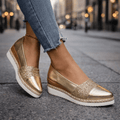 Women's Glitter Platform Wedge Shoes – Shimmering Slip-On Wedges