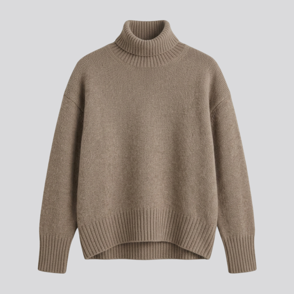Willa | Women Merino Wool Blend Fuzzy Oversized Turtleneck Sweater