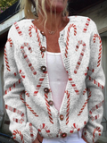 Bridget | Women Candy Cane Pattern Button Front Cardigan