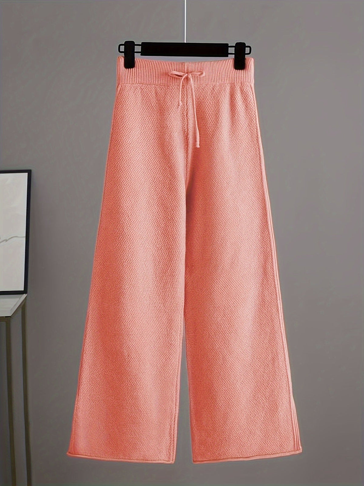 Women's Ribbed Knit Sweater and Wide-Leg Pants Set – Two-Piece Lounge Outfit