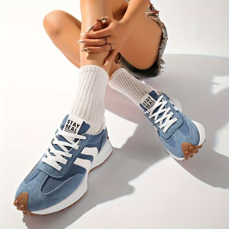 Women's Retro Platform Sneakers – Chunky Gum Sole Lace-Up Trainers