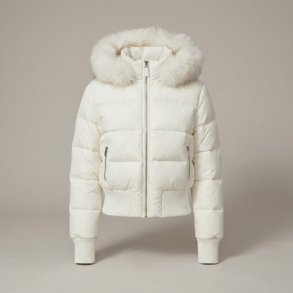 Short Hooded Puffer Jacket – Womens Cropped Winter Parka with Plush Hood