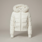 Short Hooded Puffer Jacket – Womens Cropped Winter Parka with Plush Hood