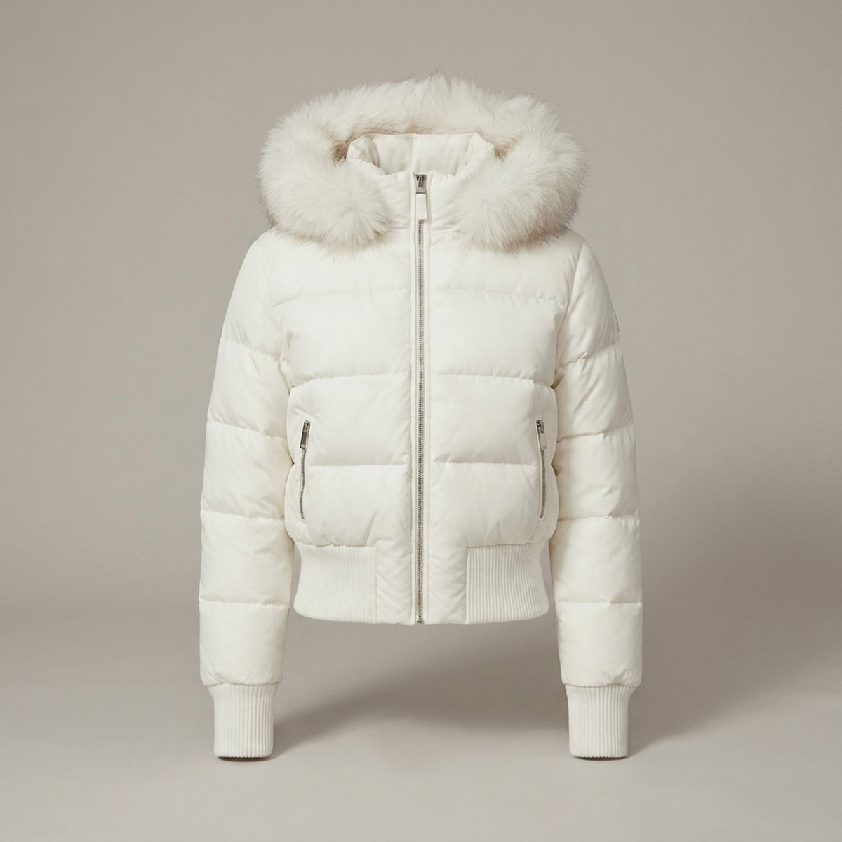 Short Hooded Puffer Jacket – Womens Cropped Winter Parka with Plush Hood
