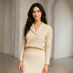 Women's Wrap Collar Knit Sweater – Soft Relaxed Long Sleeve Pullover
