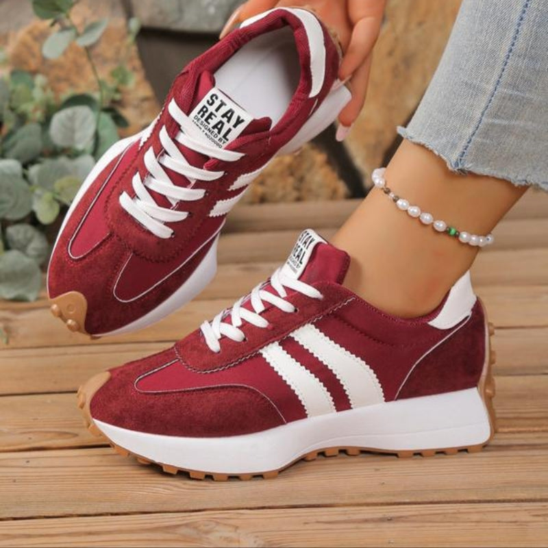 Women's Retro Platform Sneakers – Chunky Gum Sole Lace-Up Trainers