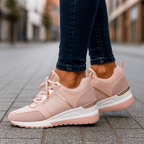 Women's Cushioned Platform Sneakers – Perforated Lace-Up Casual Sneakers