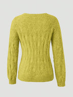 Women's Faux Mink Knit Cardigan – Pearl Button V-Neck Puff Shoulder Sweater
