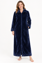 Gwen | Women Long Zip Front Flannel Fleece Robe