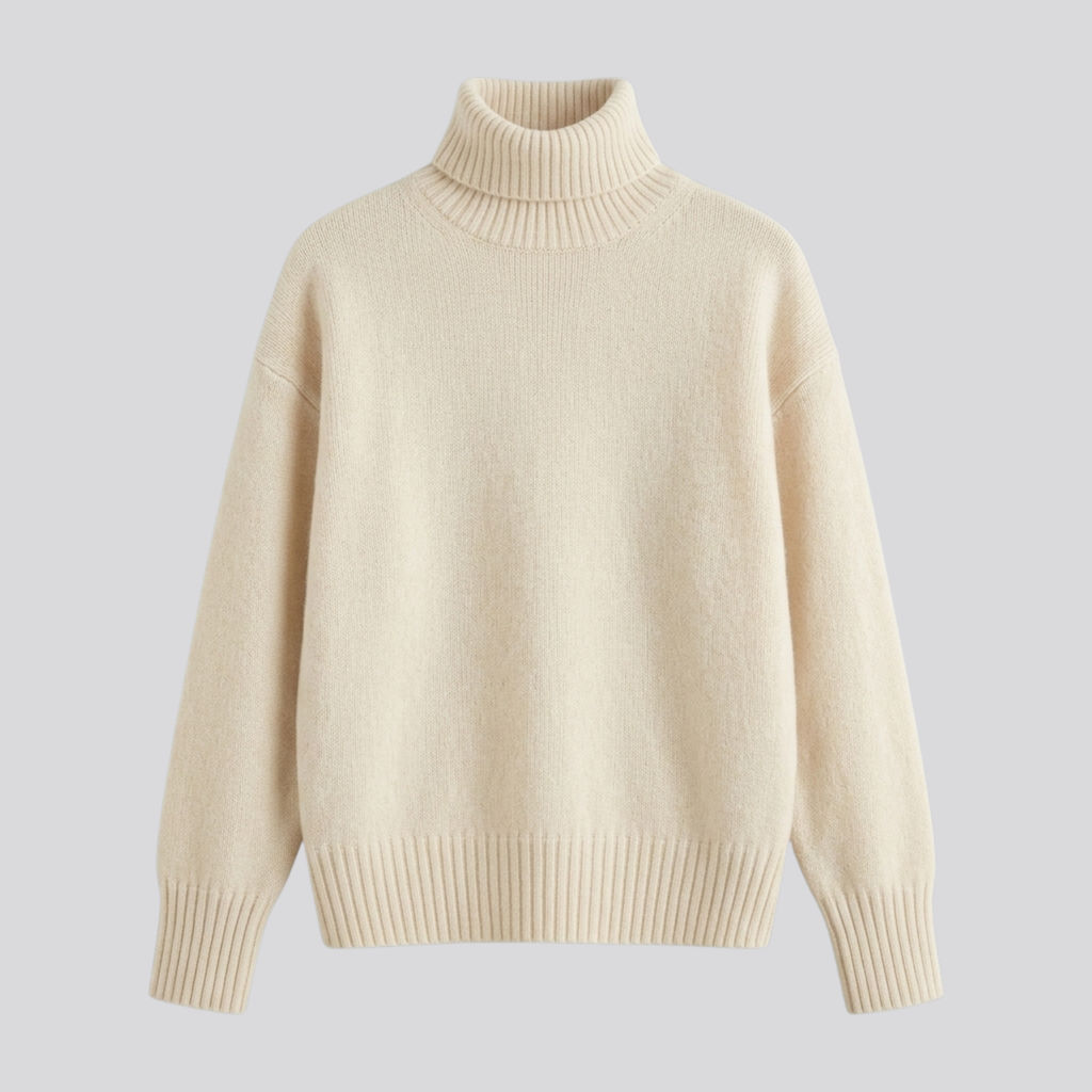 Willa | Women Merino Wool Blend Fuzzy Oversized Turtleneck Sweater