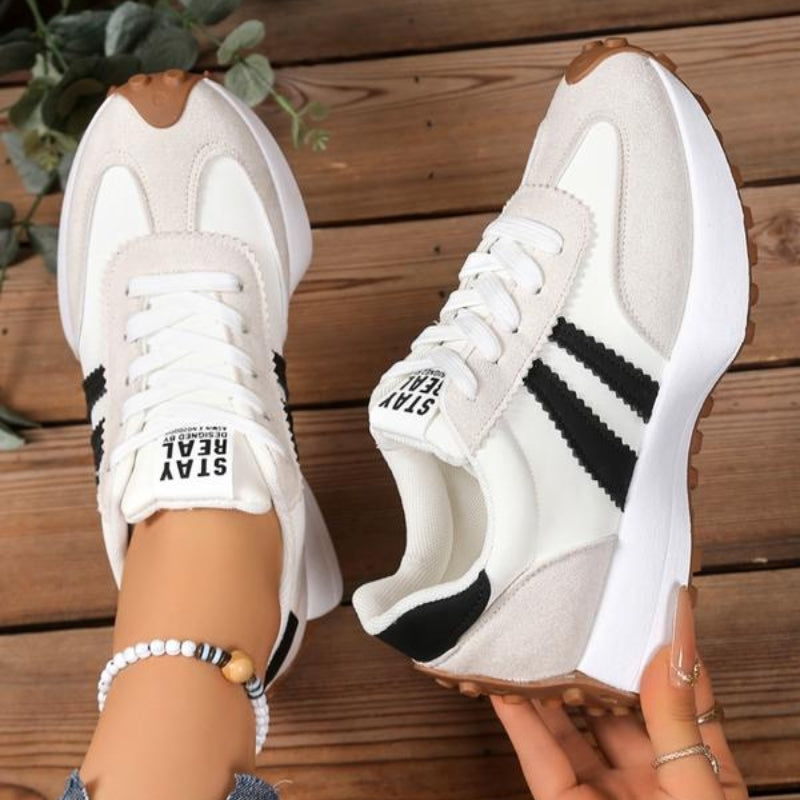 Women's Retro Platform Sneakers – Chunky Gum Sole Lace-Up Trainers