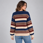 Women's Striped Crewneck Sweater – Loose Fit Knit Pullover